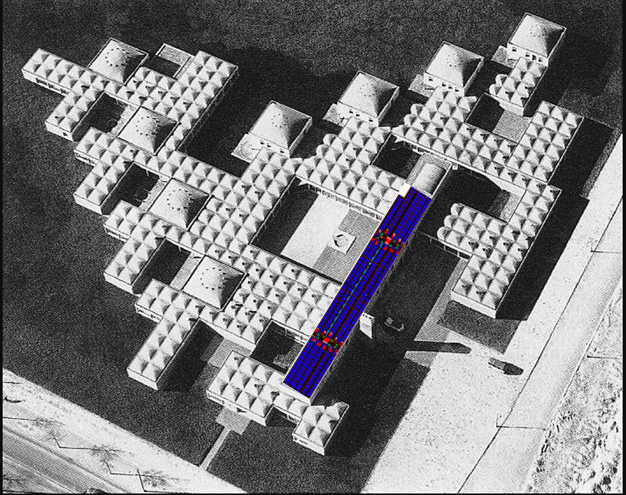 Originele luchtfoto uit 1962 met Energiedakprojectie uit 2017